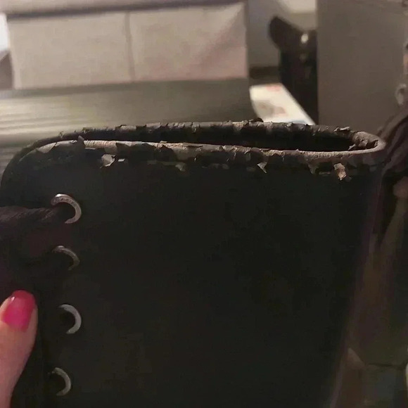 EUC COACH Sz. 8 Black Tristee Lace Up Rubber Rainboots - Picture 8 of 11